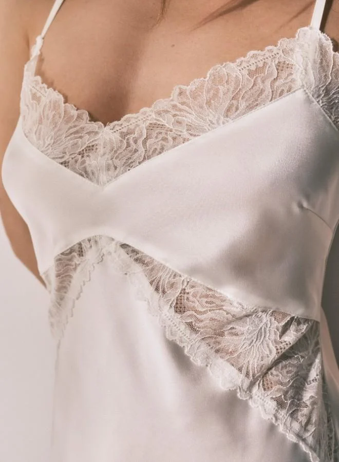 women'secret  Midi satin nightdress in White for Women | Best Price UAE
